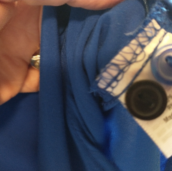 ANA Royal Blue & Black Button Down Blouse Size Large - Picture 5 of 5